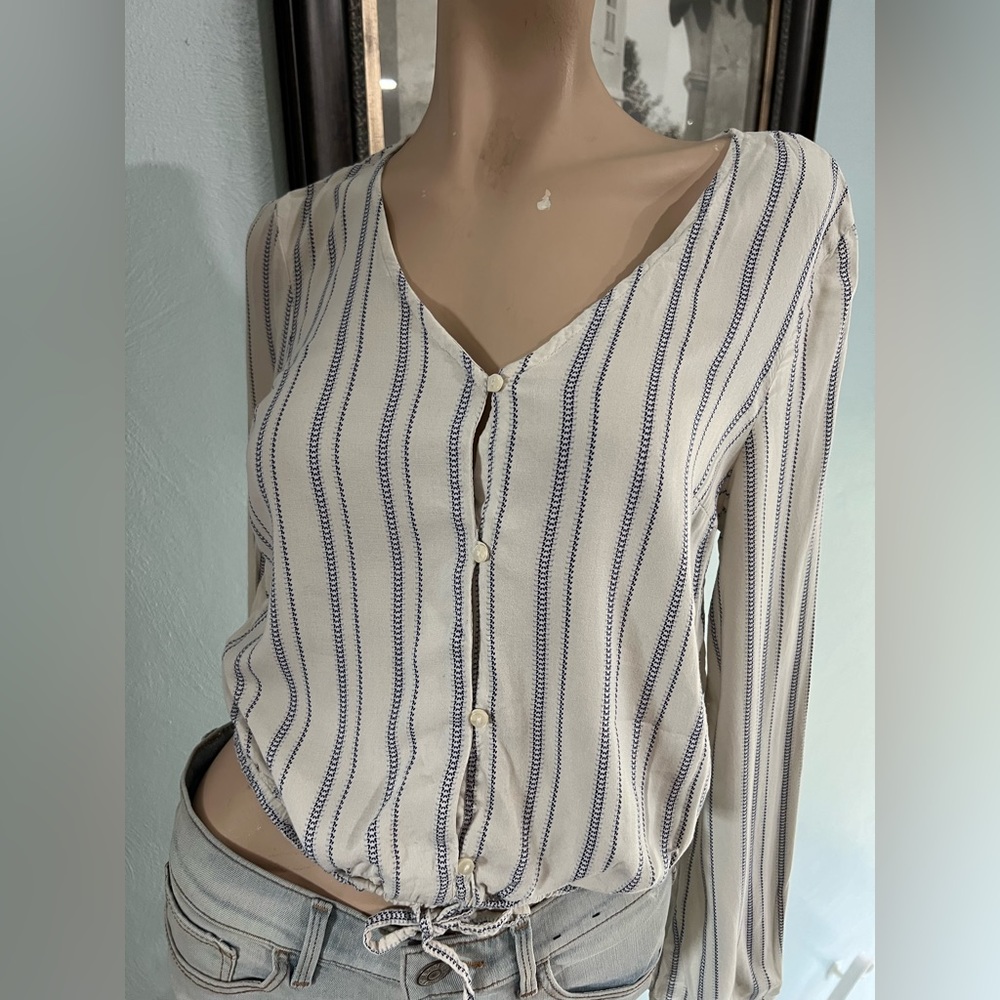 Arizona brand striped blue/white drawstring top Size S